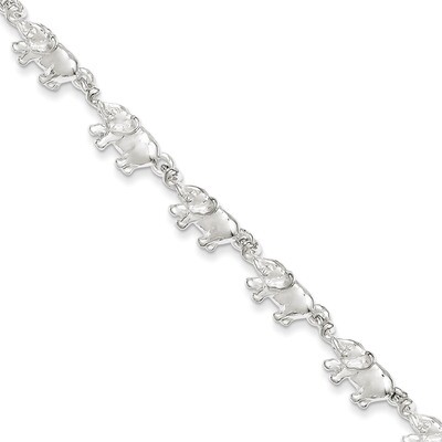 7 Inch Elephants Bracelet Sterling Silver QA13-7, MPN: QA13-7, 883957902647