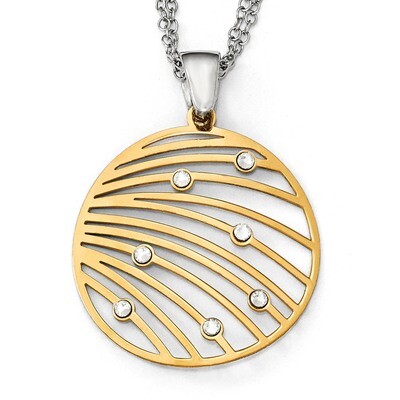 Gold-tone CZ with 2 Inch Extender Necklace Sterling Silver QLF578-16