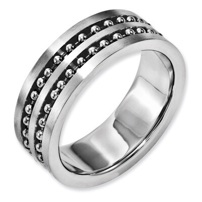 8mm Double Row Beaded Brushed &amp; Polished Band - Stainless Steel SR151 by Chisel, MPN: SR151, 886774…