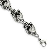 Skulls 8.5 Inch Bracelet Stainless Steel Antiqued SRB795-8.5 by Chisel, MPN: SRB795-8.5, 8867746434…