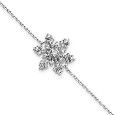 CZ Diamond Snowflake with 1 Inch Extender Bracelet Sterling Silver Rhodium-Plated QG5914-7, MPN: QG…