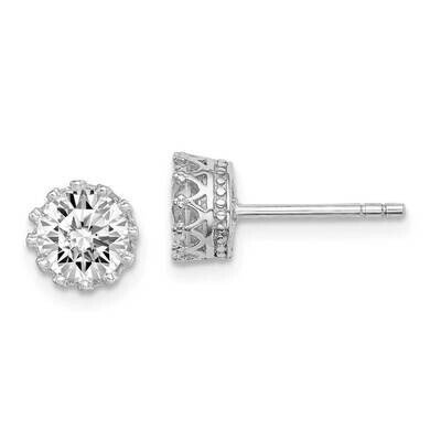 6mm Polished CZ Diamond Post Earrings Sterling Silver Rhodium-plated QE15078, MPN: QE15078, 8867741…