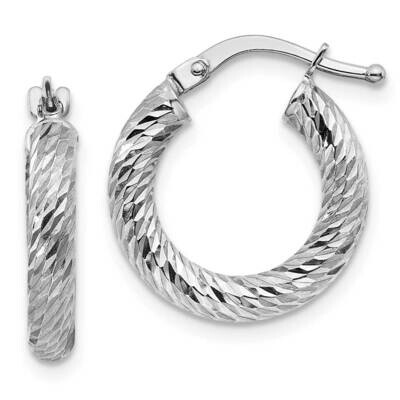 3x10 White Gold Diamond-Cut Round Hoop Earrings 10k Gold 10TF1339W, MPN: 10TF1339W, 191101983757