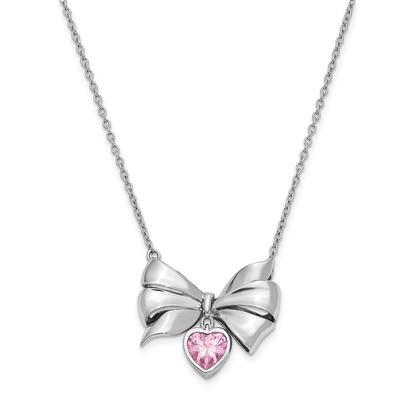 Pink CZ Diamond Tie The Knot 18 Inch Necklace Sterling Silver Antiqued QSX643, MPN: QSX643, 1911012…