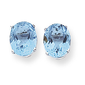 Blue Topaz Diamond Oval Stud Earrings 14k Gold XE90WBT, MPN: XE90WBT, 883957108995
