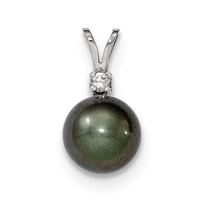 9-10mm Black Tahitian Cultured Pearl Diamond Pendant 14k white Gold XF459E, MPN: XF459E, 8839573509…