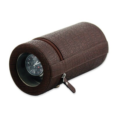 Rotations Brown Crocodile Texture Faux Leather Travel Watch Winder GM8464, MPN: GM8464, 886774579344