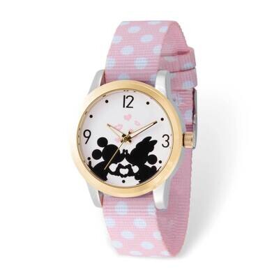 Disney Minnie/Mickey Mouse Two-tone Pink Nylon Band Adult Watch XWA6179, MPN: XWA6179, 842885110302