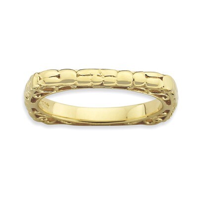 Gold-Plate Square Ring Sterling Silver Polished QSK770-10