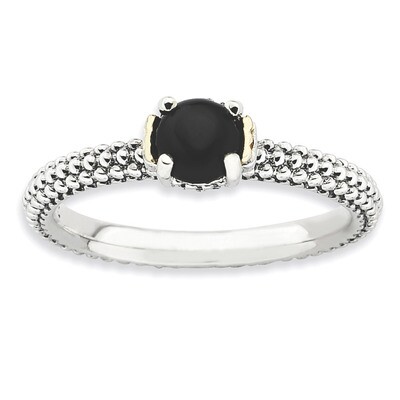 14k Gold Onyx Antiqued Ring - Sterling Silver QSK851, MPN: QSK851, 886774182155
