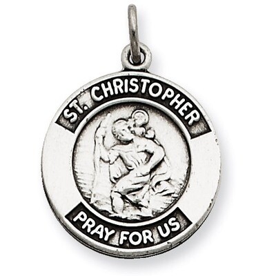 Saint Christopher Medal Antiqued Sterling Silver QC5603, MPN: QC5603, 886774110318