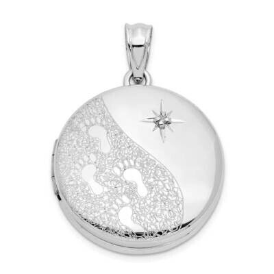 20mm Diamond Textured/Polished Footprints Round Locket Sterling Silver QLS940, MPN: QLS940, 8867740…