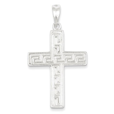 Textured Cross Pendant Sterling Silver Polished QC6662, MPN: QC6662, 883957564012
