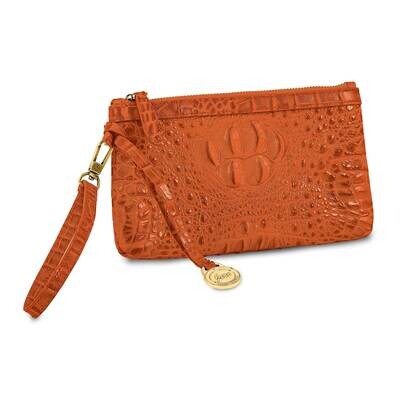 Leather Croc Texture Rfid Blocking Marigold Clutch Top Grain JLL108-M, MPN: JLL108-M,