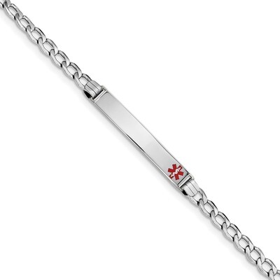 8 Inch Medical Polished Red Enamel ID with Semi-Solid Cuban Bracelet 14k white Gold XM593FRW-8, MPN…