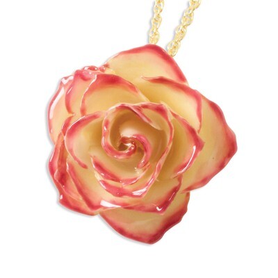 Cream &amp; Fuchsia Rose with Gold-tone Chain Lacquer Dipped BF1336-20, MPN: BF1336-20, 810391015107