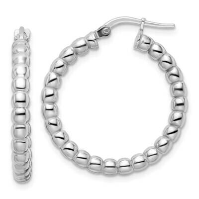 3mm Beaded Hoop Earrings Sterling Silver Rhodium-Plated Polished QE15891, MPN: QE15891, 196904153468