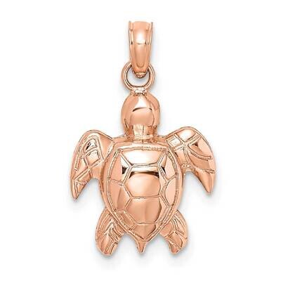 2-D Textured Sea Turtle Charm 14k Rose Gold K7662R, MPN: K7662R, 637218175161