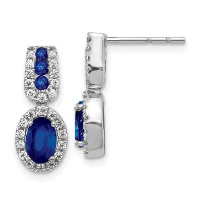 Sapphire Post Earrings 14k White Gold Diamond EM5597-SA-033-WA, MPN: EM5597-SA-033-WA, 883957376196