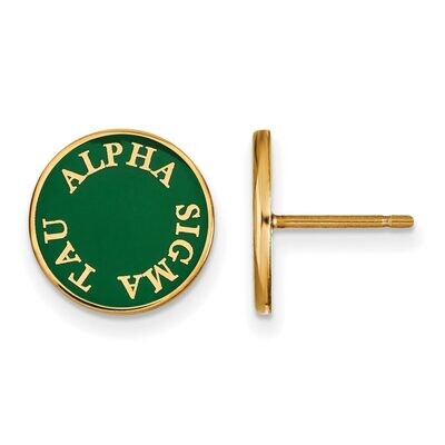 Alpha Sigma Tau Enameled Post Earrings Gold-plated Silver GP019ALS, MPN: GP019ALS, 191101099755