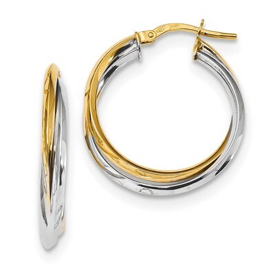 Polished Double Hoops Earrings 14K Two Tone Gold TF1194, MPN: TF1194, 191101056390