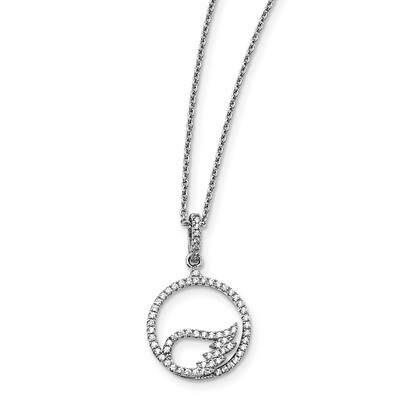 Wings Necklace Sterling Silver CZ QMP1431-18, MPN: QMP1431-18, 191101072437