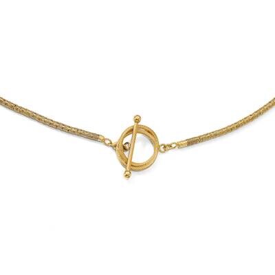 Gold-Plated Diamond-Cut Toggle Bracelet/Necklace Sterling Silver QLF850-34, MPN: QLF850-34,