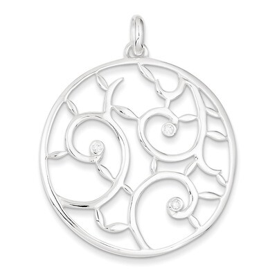 White Diamond Fancy Round Pendant Sterling Silver QP1909, MPN: QP1909, 191101531149