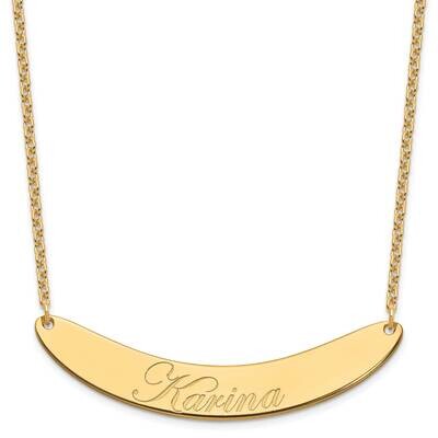 Large Polished Curved Edwardian Script Bar Necklace Gold-plated Sterling Silver XNA1228GP, MPN: XNA…