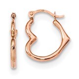 Heart Shaped Hollow Hoop Earrings 14k Rose Gold TL746R, MPN: TL746R, 191101057830