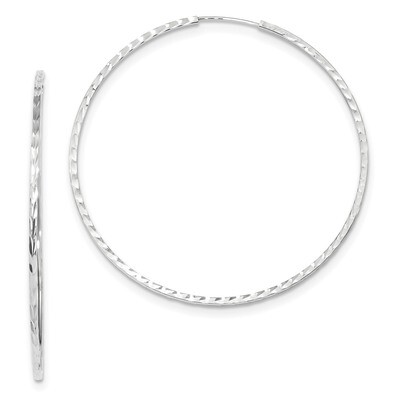 Diamond -cut Square Tube Endless Hoop Earrings 14k white Gold TF1002W, MPN: TF1002W, 191101059193