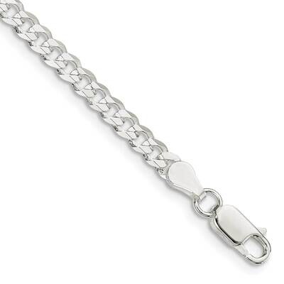3.8mm Flat Curb Chain 7 Inch Sterling Silver QLB100-7, MPN: QLB100-7,