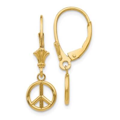 Peace Symbol Leverback Earrings 14k Gold 3-D TF1788, MPN: TF1788, 637218176892