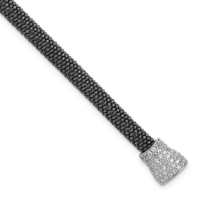 Sterling Silver &amp; Black Rhodium CZ Mesh Bracelet J284380012543