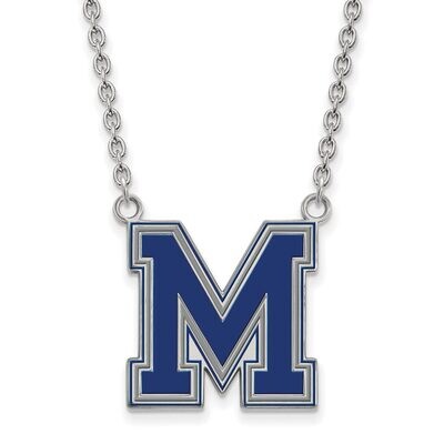 University of Memphis Large Enamel Pendant with Chain Necklace Sterling Silver SS065UMP-18, MPN: SS…