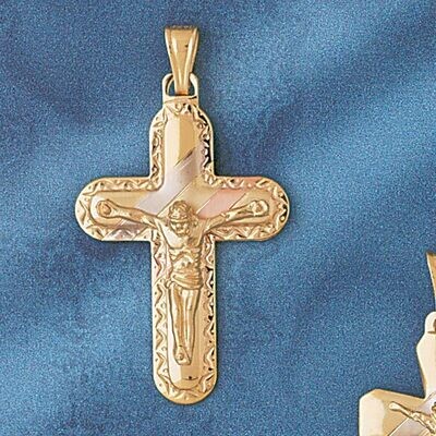 Dazzlers Jewelry Two Tone Jesus Christ on Cross Pendant Necklace Charm Bracelet in Yellow, White or…