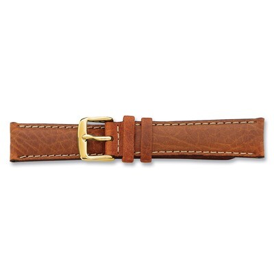 12mm Havana Leather White Stitch Buckle Watch Band 6.75 Inch Gold-tone BAY97-12, MPN: BAY97-12, 602…