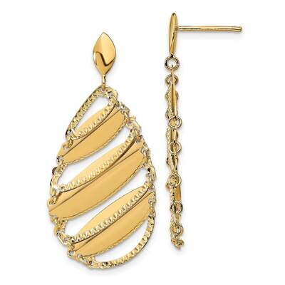 Leslie&#39;s Brushed Post Dangle Earrings 14k Gold Polished HB-LE1997, MPN: LE1997, 191101736421
