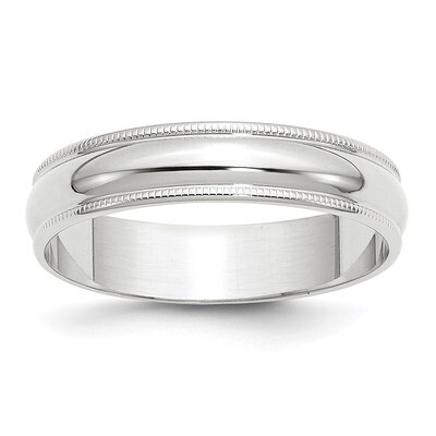 5mm Lightweight Milgrain Half Round Band 14k White Gold WML050 Engravable, MPN: WML050, 886774472645