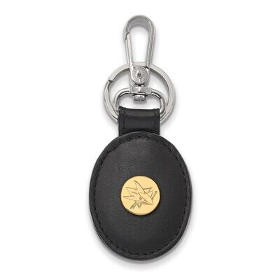 San Jose Sharks Black Leather Oval Key Chain Gold-plated Silver GP011SHA-K1, MPN: GP011SHA-K1, 8867…