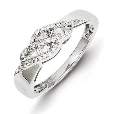 0.21ct Diamond Baguette Swirl Ring Sterling Silver QR4828, MPN: QR4828, 883957366654