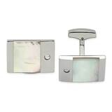 Mother Of Pearl Cz Cufflinks Stainless Steel Polished SRC315, MPN: SRC315, 886774621944