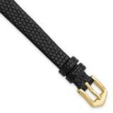 10mm Black Flat Lizard Grain Calfskin Watch Band Gold-tone BA544-10, MPN: BA544-10,