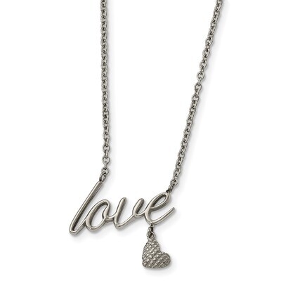 LOVE 16.5 Inch with 4in. Extender Necklace Stainless Steel Polished SRN1942-16.5 by Chisel, MPN: SR…