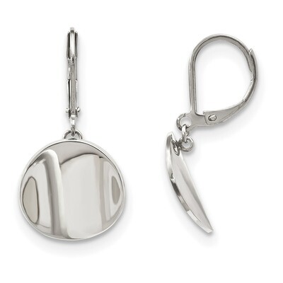 Curved Disk Leverback Dangle Earrings Stainless Steel Polished SRE1166 by Chisel, MPN: SRE1166, 191…