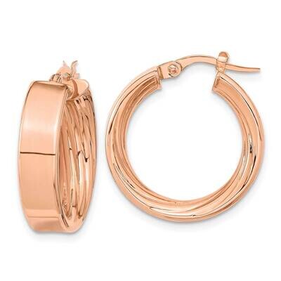 Rose Polished and Textured Inside Hoop Earrings 14k Gold TF1994R, MPN: TF1994R, 883957985510