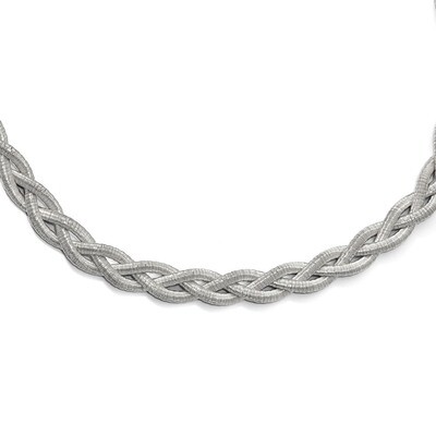 Leslie&#39;s Braided with 2 inch Extender Necklace 17 Inch Sterling Silver Rhodium-plated HB-QLF748-17,…