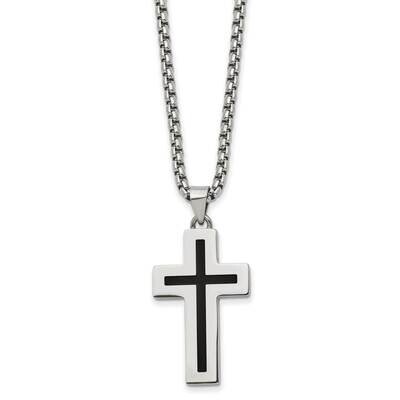Black Enamel Cross 24 Inch Necklace Stainless Steel Polished SRN2848-24 by Chisel, MPN: SRN2848-24,…