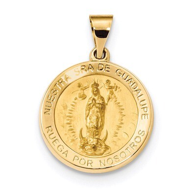 Satin Spanish Our Lady Guadalupe Hollow Medal 14k Gold Polished XR1673, MPN: XR1673, 883957323268