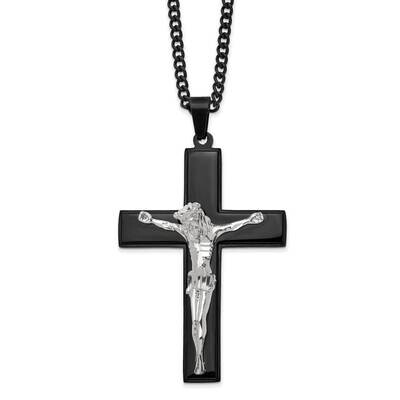 24 Inch Polished Black Ip-Plated Crucifix Necklace Stainless Steel SRN2765-24 by Chisel, MPN: SRN27…